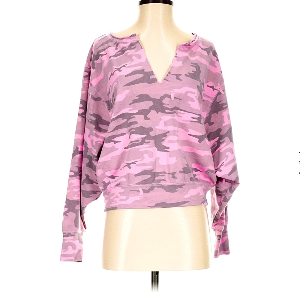Pink Camo Cropped Sanctuary Women's Sweatshirt XS